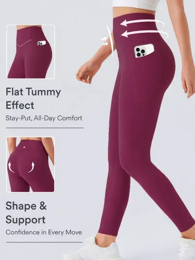 Yan Cepli Düz Renk Yoga Pantolonu, Çıplak His Spor Şort, Yüksek Elastikiyet