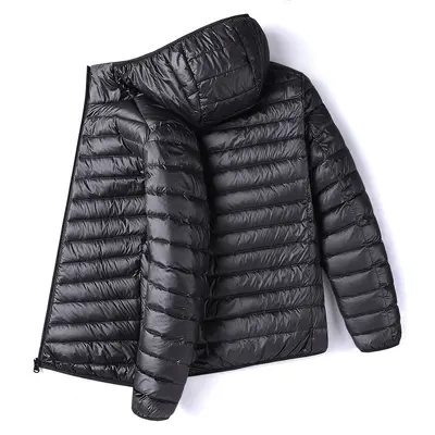 Men's Lightweight Short Hooded Cotton Jacket, Thin and Warm - 7