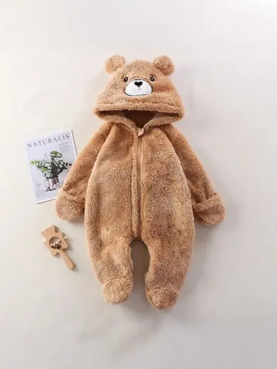 Bebek Ev Tulumu, Sonbahar ve Kış, Sevimli Panda Tavşan Ayı Desenli Peluş Tulum