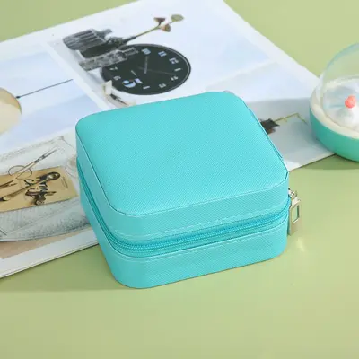 Portable Zippered Jewelry Box Earring Ring Packaging Ornament Box Luxury Travel Jewelry Storage Box In Stock - 10