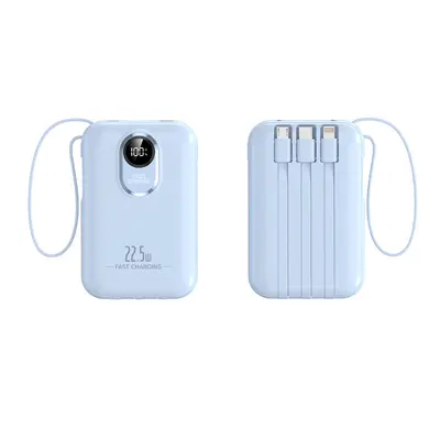 3C Sertifikalı 20000 mAh Powerbank, 22.5W Süper Hızlı Şarj, Dahili Kablolu
