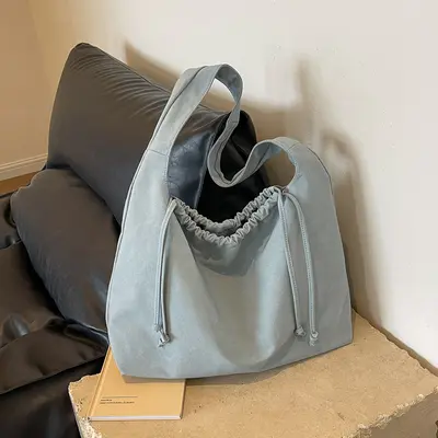 Drawstring Daily Shoulder Bag, Large Capacity Crossbody Trend Tote - 10