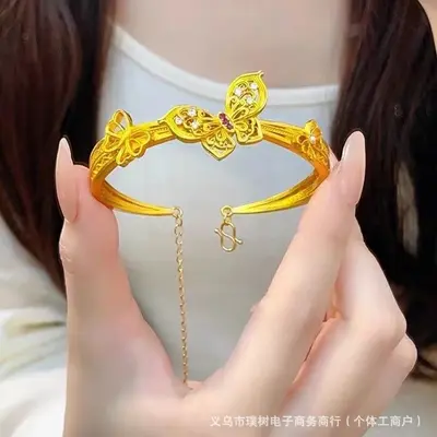 Sha jin bell ruyi bracelet for women, open adjustable, new Chinese style