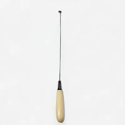 Cat teaser wand with wooden handle, replacement feather head, steel wire - 12