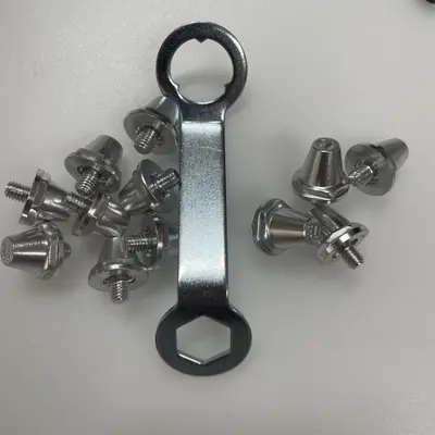 Silver Football Cleats, 11 mm and 13 mm American Football Studs