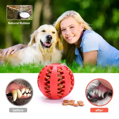 Elastic Dental Treat Ball for Dogs Bite-Resistant Teeth Cleaning - 3