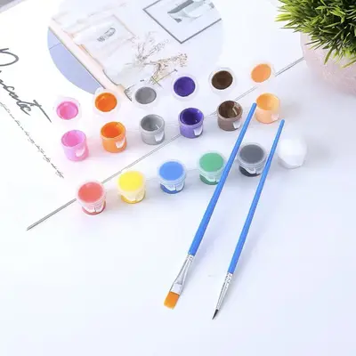 3 ml akrilik boya 12 renk seti 6 yapışık çocuk sanat boya şeritleri alçı bebek özel boya