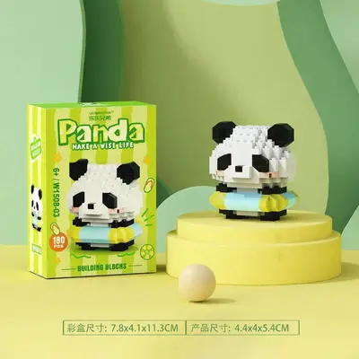 Kompatible Bausteine mit Kleiner-Panda-Figur, Blumenpuppe Dekoration - 10