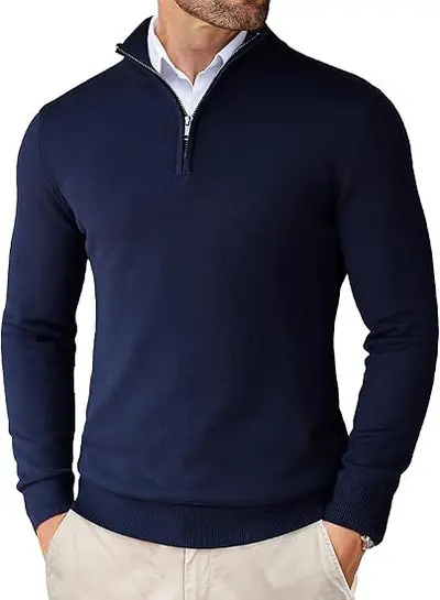 Herren Halbreißverschluss-Strickpullover, Slim Fit, dünne Basisschicht - 11