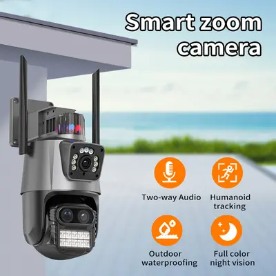 Icsee Dual-Kamera-Sicherheitskamera, 8x Zoom, Nachtsicht, WLAN - 2