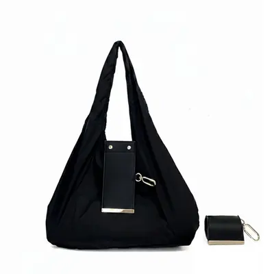 Cross-Border New Style Direct Sales Keychain Storage Nylon Shopping Bag Large Capacity Convenient Handheld Single Shoulder Eco-Friendly Tote Bag - 3