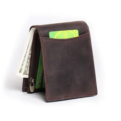 Genuine Cowhide Short Wallet, RFID Protection, Multi-Card Slots - 7