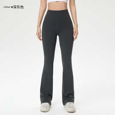 Verlängerte Yoga-Bootcut-Hose leicht ausgestellter Schnitt hohe Taille Pilates - 7