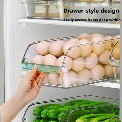 Cross-border New Kitchen Refrigerator Organizer Box Snack Miscellaneous Items Transparent Storage Basket Drawer Home Bedroom Desktop Organization - 7