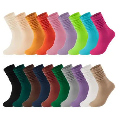 Unisex Thick-Knit Cotton Mid-Length Socks, Solid Color, 2 Pairs
