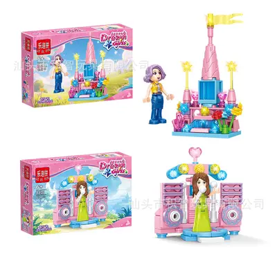 Girl Building Blocks Playground, Educational Assembly Toy