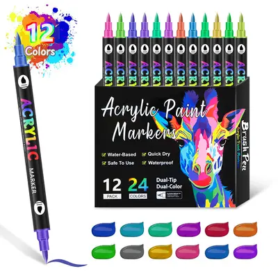 Acryl-Markerstifte mit Doppelspitze, 72 Farben, für Kinder - 7