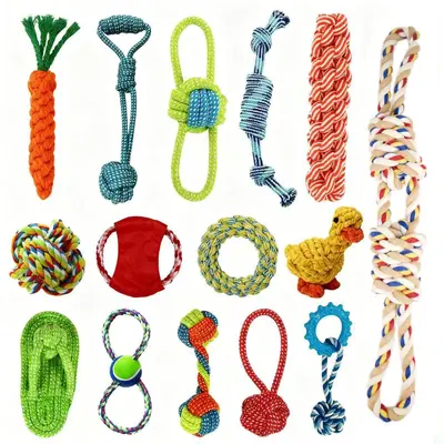 Rope Knot Dog Toy with TPR Rubber, Chew-Resistant for Teddy and Puppies