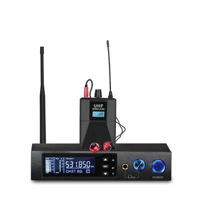 Professional level wireless in-ear monitoring earbuds with microphone stage outdoor performance singer live streaming waist bag monitoring