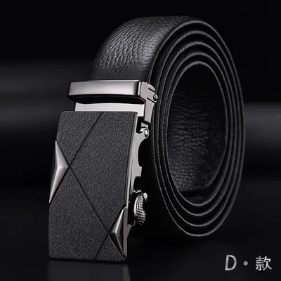 Genuine Top-Grain Leather Automatic Buckle Belt Men's Business Casual Versatile Waist Belt Male In Stock - 9