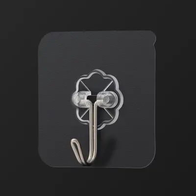 Transparent Stainless Steel Adhesive Hooks, Drill-Free, Strong Adhesive, Behind-Door Kitch - 7