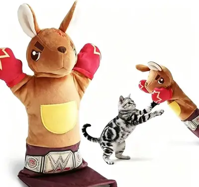 Kangaroo Boxer Cat Interactive Boxing Toy, Plush Hand Puppet Teaser - 6