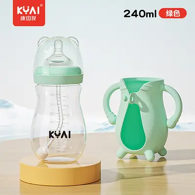 Babyflasche mit breitem Hals, Silikonhülle, stoßfestes Glas - 10