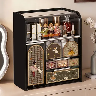 Desktop vintage-style dustproof large-capacity cosmetics organizer - 4