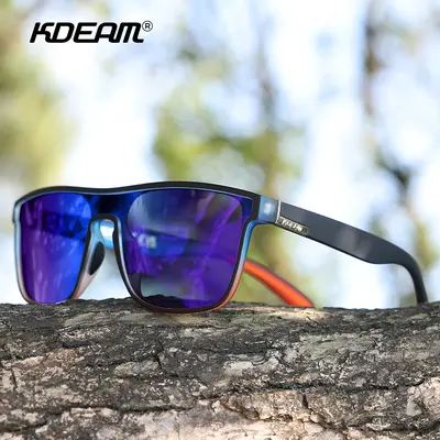 KDEAM große Sonnenbrille neu polarisiert einteilig Sportsonnenbrille winddicht Sonnenbrille Metallscharnier KD528-PLUS