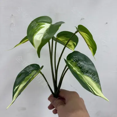Green Radish 3D Artificial Leaves Simulation Rattan Green Plant Leaves Potted Plant DIY Accessories Wall Hanging Decoration Round Fake Leaves