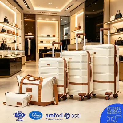 Multifunctional Travel Luggage Set with Zipper and Trolley, Impact-Resistant - 1