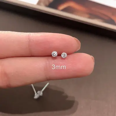 S925 Sterlingsilber Ohrstecker, 3-10mm Zirkonia