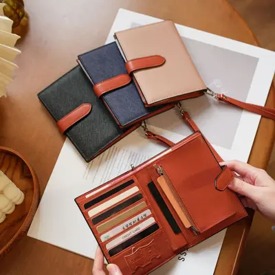 Passport holder women's genuine leather multifunctional card wallet portable premium - 4