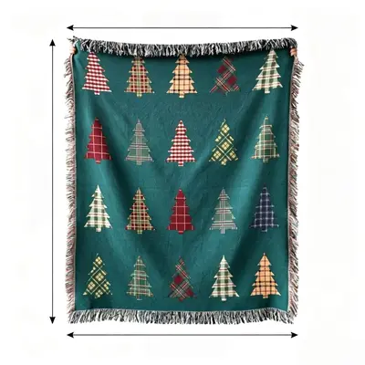 Retro Noel Patchwork Püsküllü Duvar Halısı ve Kanepe Battaniyesi - 8
