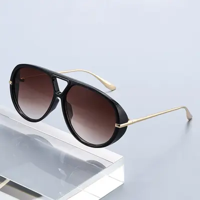 Pilotenbrille mit großem Metallrahmen, Doppelsteg, UV-Schutz - 5