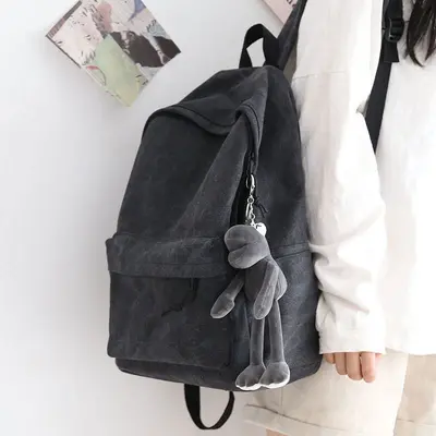 Durable Canvas Backpack, Solid Color, Large Capacity, 2025 Model - 9