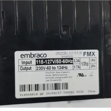 Плата управления компрессором Embraco 115-127V/50-60Hz для холодильника EM VEM EG VES, инверторная плата