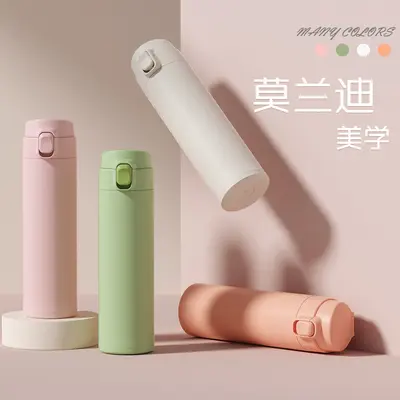 Minimalist Pop-Up Kapaklı Termos Bardak 304 Paslanmaz Çelik Macaron Tasarımlı - 2