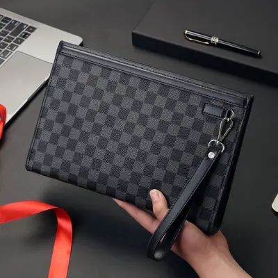 Herren-Clutch im Karomuster, leichter Luxus, großes Fassungsvermögen für Business und Frei