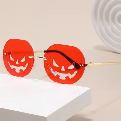Funny Pentagram Star Sunglasses with Pumpkin Design for Women - 4