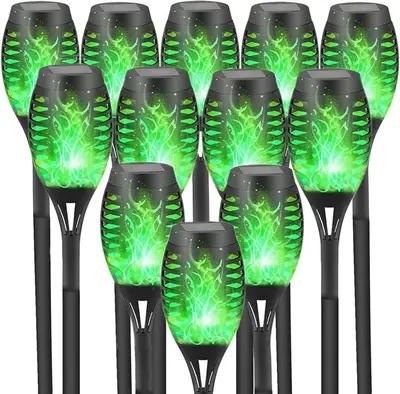 Güneş Enerjili Alevli LED Çim Lambası, Su Geçirmez Açık Hava Bahçe Dekoratif Lambası - 9