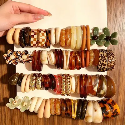 10 çift renkli akrilik reçine C-tipi küpe - 10