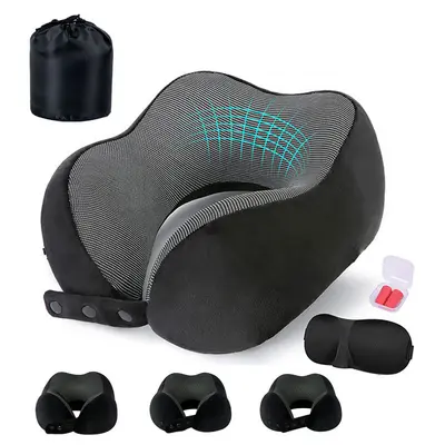 U şekli boyun yastığı, hafıza köpüğü, seyahat, ayarlanabilir - 2