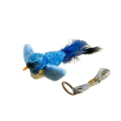Cat Toy Chirping Bird on Swing, Elastic Feather Wand - 6