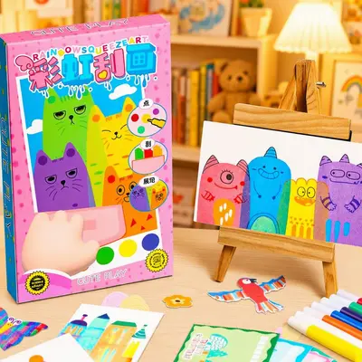 Rainbow Scratch Art Set, Creative Handmade Kids Drawing Toy