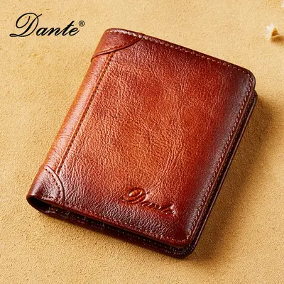 Erkek Gerçek Deri Cüzdan RFID Korumalı Dikey Üç Katlı Retro Büyük Baş Deri - 12