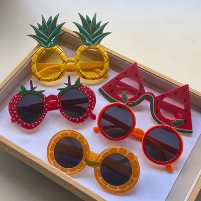 Funny Hawaiian Party Glasses with Fruit Shapes: Watermelon, Strawberry, Pineapple