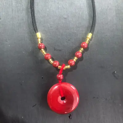 Mu Rui Taklit Mor Altın Kumlu Kalp Kolye Ucu, Beş Şans, Unisex - 10