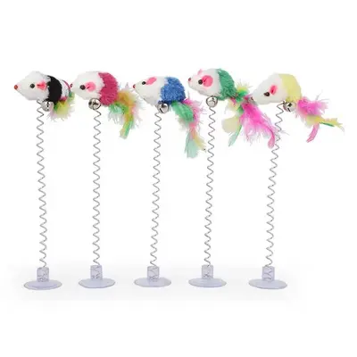Suction Cup Cat Toy, Spring Mouse and Feather Bell Wand