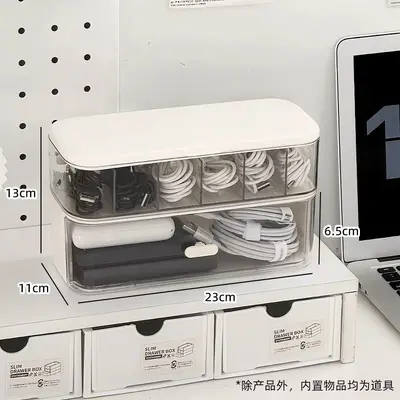 Desktop double-layer cable storage organizer box - 6